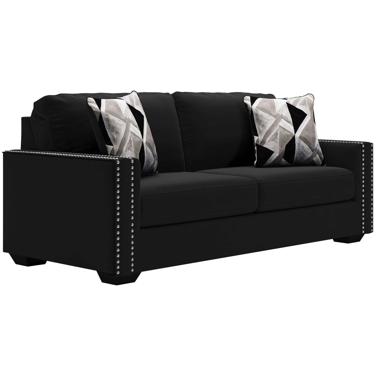 Gleston Onyx Black Velvet Stationary Sofa - Ornate Home