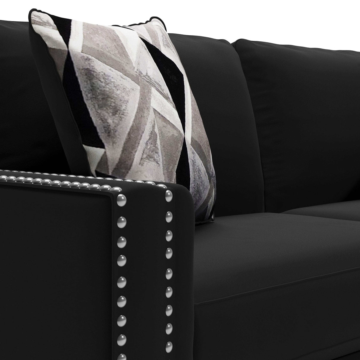 Gleston Onyx Black Velvet Stationary Sofa - Ornate Home