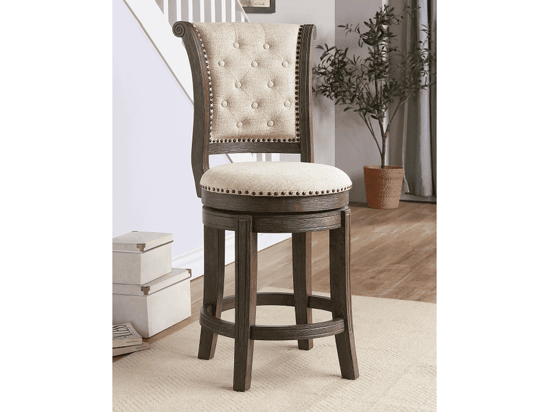 Glison Beige Fabric & Walnut Bar Chair (1Pc) - Ornate Home