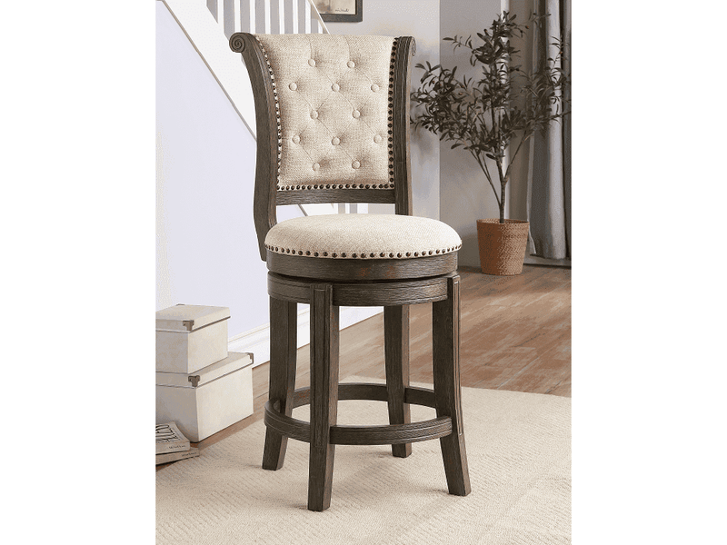 Glison Beige Fabric & Walnut Counter Height Chair (1Pc) - Ornate Home