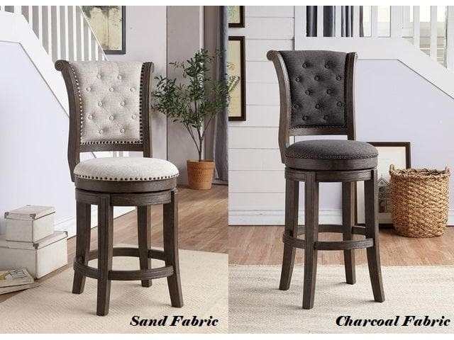 Glison Charcoal Fabric & Walnut Bar Chair (1Pc) - Ornate Home