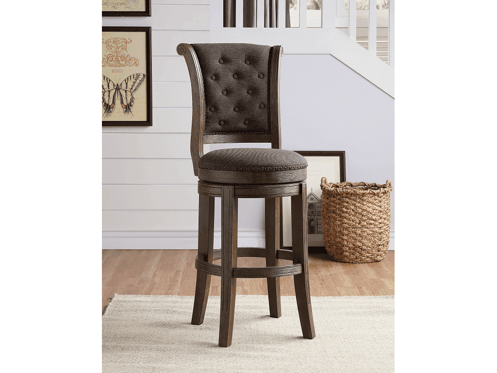 Glison Charcoal Fabric & Walnut Counter Height Chair (1Pc) - Ornate Home