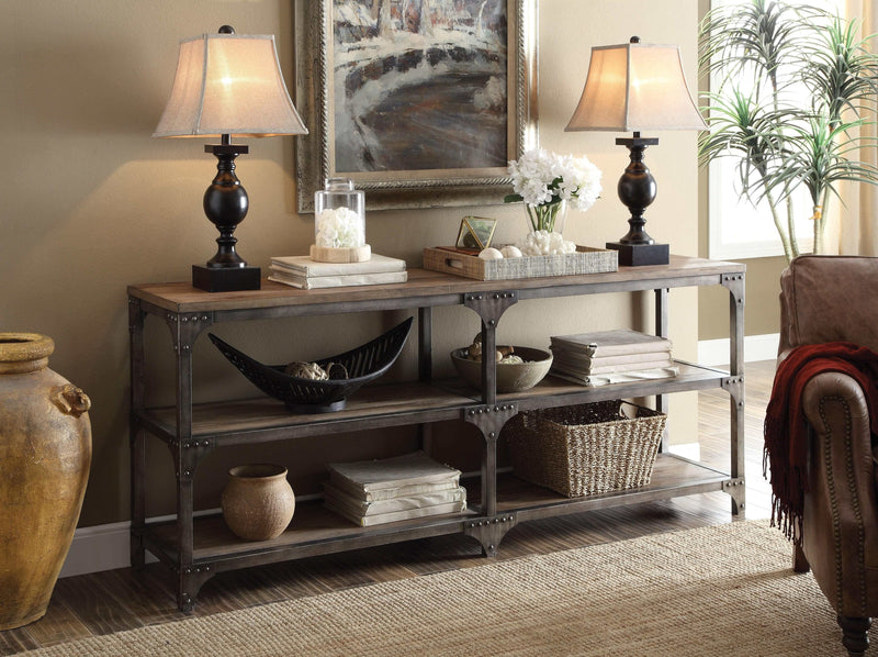 Gorden Weathered Oak & Antique Silver Console Table - Ornate Home