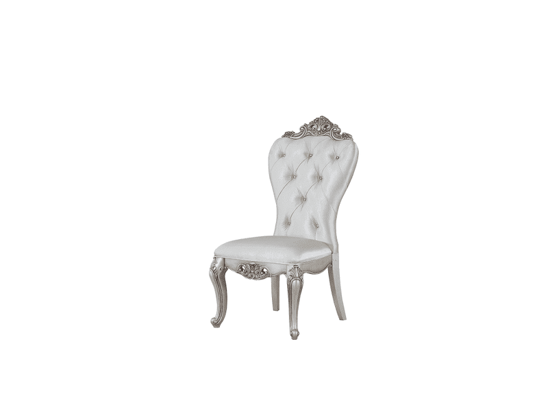 Gorsedd Cream Fabric & Antique White Side Chair - Ornate Home