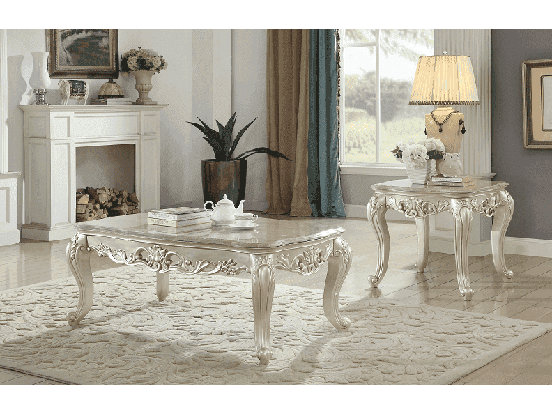 Gorsedd Marble & Antique White Coffee Table - Ornate Home