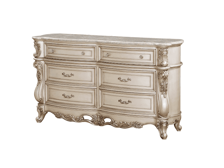 Gorsedd Marble & Antique White Dresser - Ornate Home