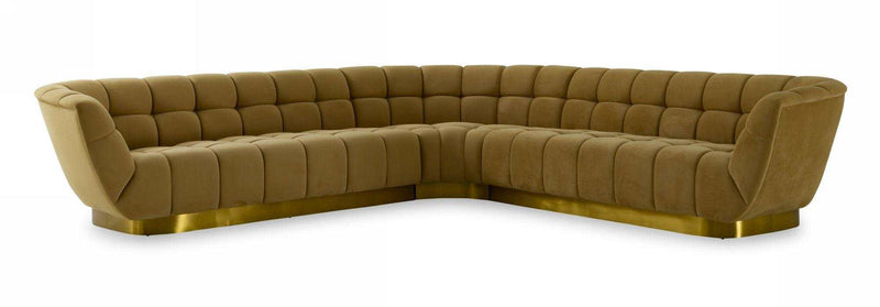 Granby - Glam Mustard & Gold Fabric - Symmetrical L-Shape Sectional Sofa - Ornate Home