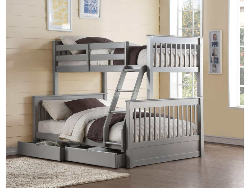 Haley II Gray Bunk Bed (Twin/Full) - Ornate Home