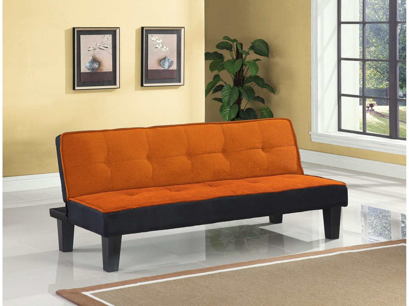 Hamar Orange Flannel Fabric Adjustable Futon Sofa - Ornate Home