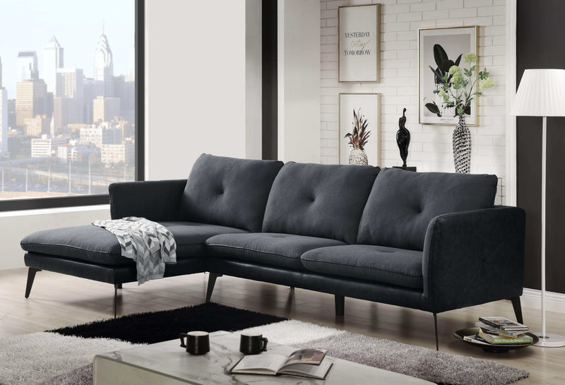 Harun Gray Fabric & PU Sectional Sofa - Ornate Home