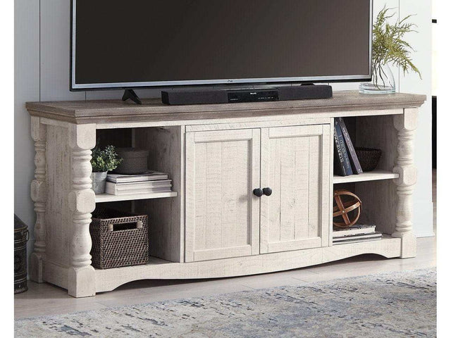 Havalance Weathered Gray & Vintage White 67" TV Stand - Ornate Home