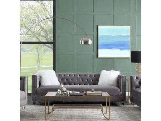 HeiberoII Gray Velvet Stationary Sofa - Ornate Home
