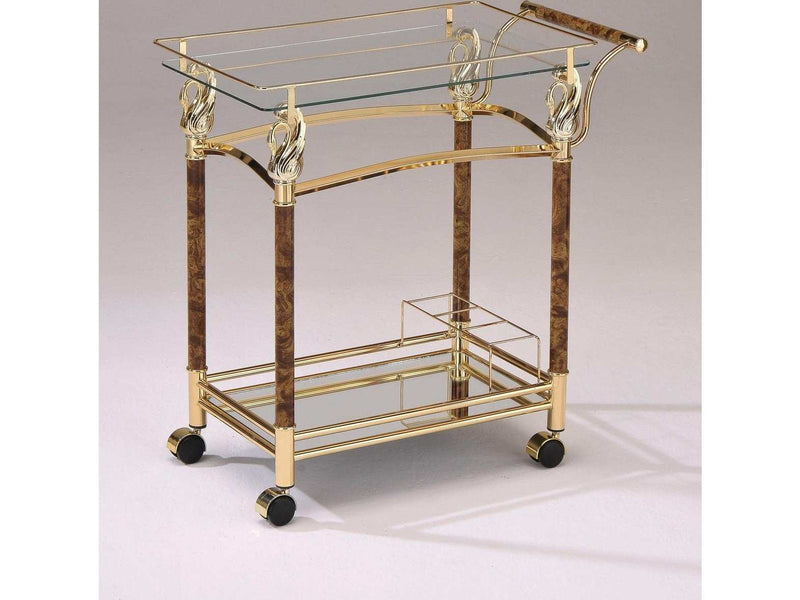 Helmut Gold Plated & Clear Glass - Tempered Serving Cart - Ornate Home