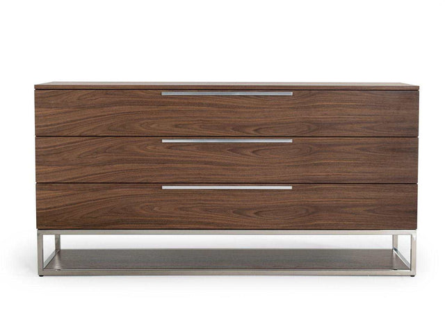 Heloise Walnut & Stainless Steel Dresser - Ornate Home