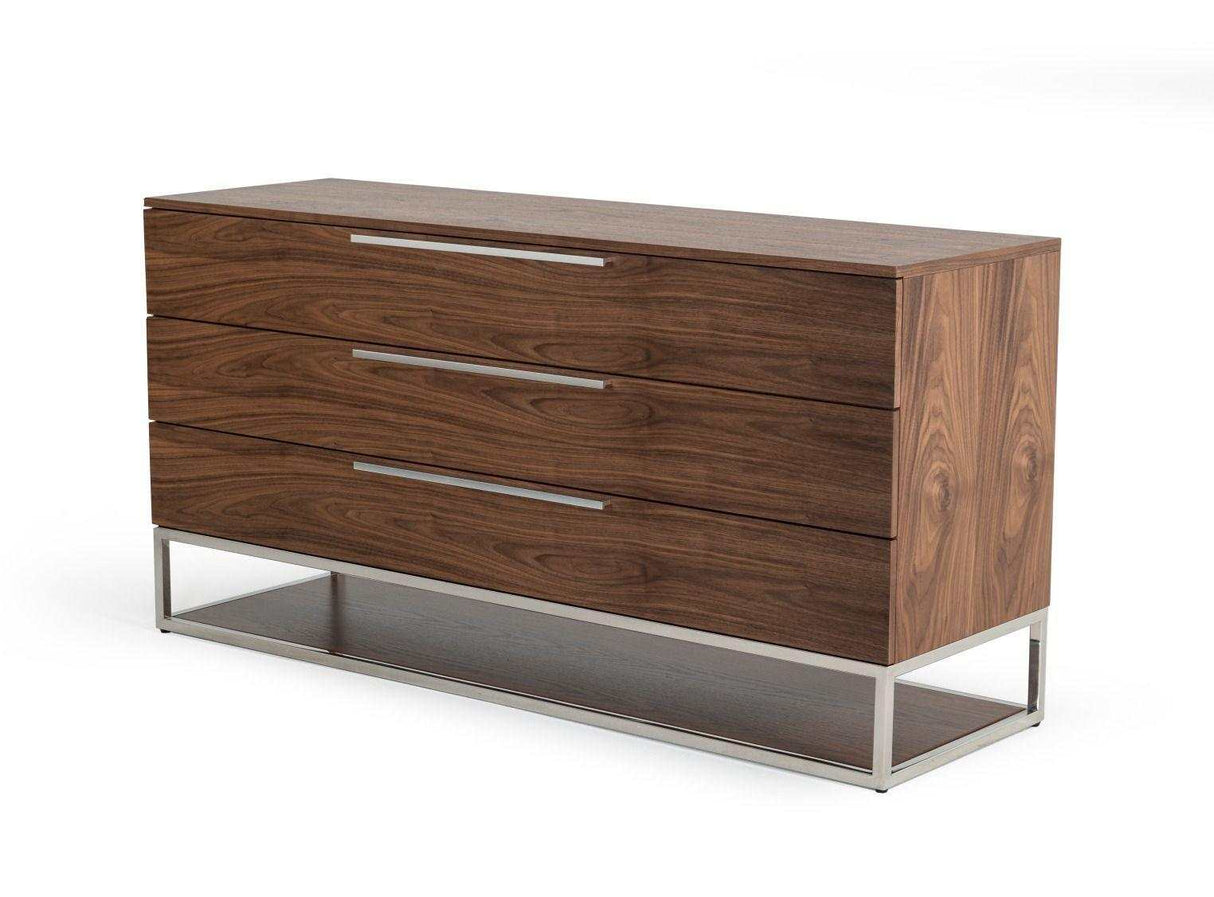 Heloise Walnut & Stainless Steel Dresser - Ornate Home