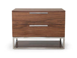 Heloise Walnut & Stainless Steel Nightstand - Ornate Home