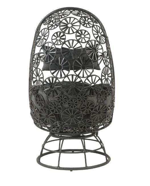 Hikre - Charcoal & Black - Patio Lounge Chair w/ Side Table - 2pc set - Ornate Home