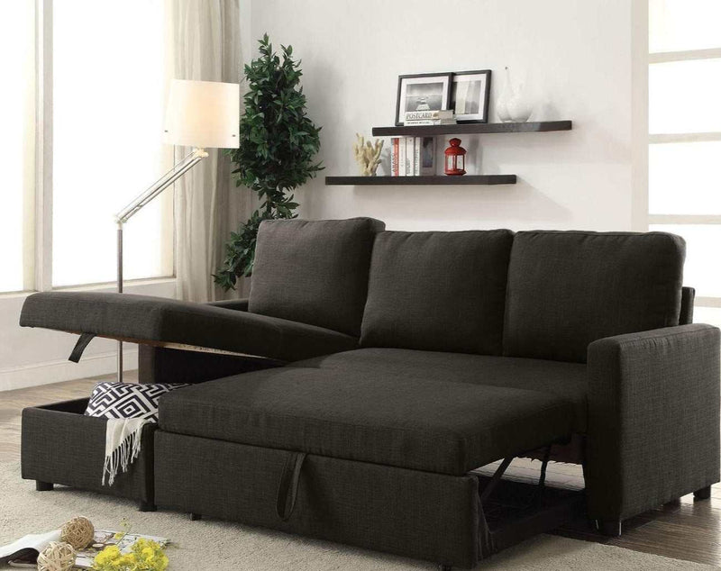 Hiltons - Charcoal - Reversible L Shape Sectional Sofa Sleeper - Ornate Home