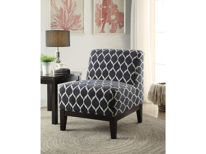 Hinte Dark Blue Chenille Accent Chair - Ornate Home