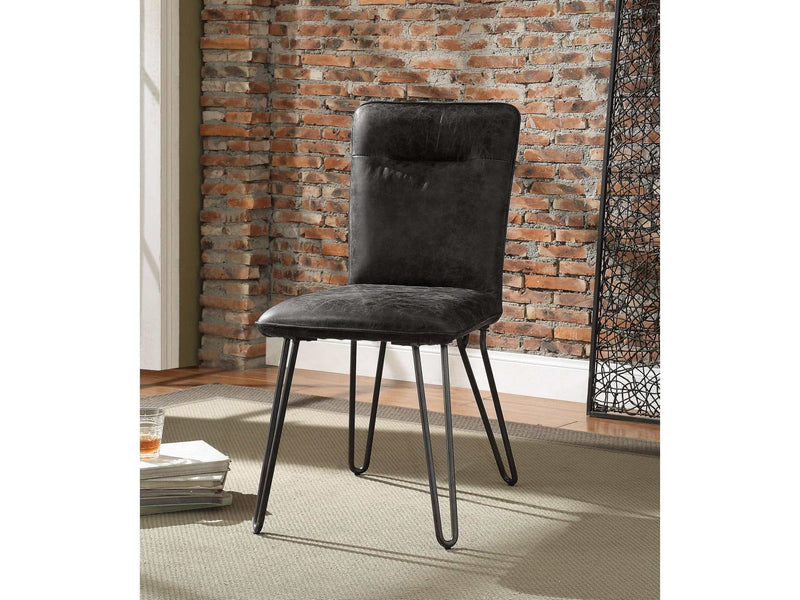 Hosmer Antique Ebony Top Grain Leather & Antique Black Side Chair - Ornate Home
