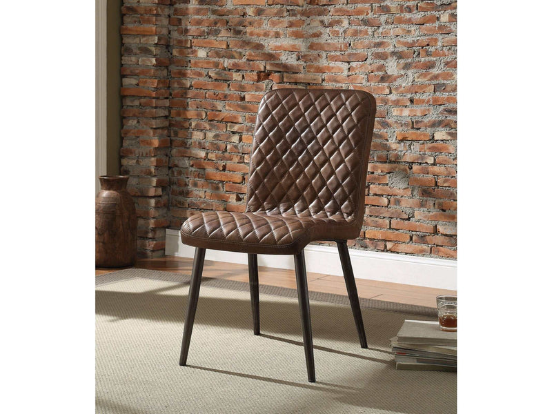Hosmer Vintage Chocolate Top Grain Leather & Antique Black Side Chair - Ornate Home