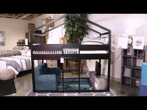 Flannibrook Black Twin over Twin House Loft Bed