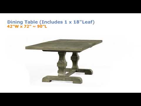 Landon Salvage Gray Dining Table w/ 1 x18" Removable Extension Leaf