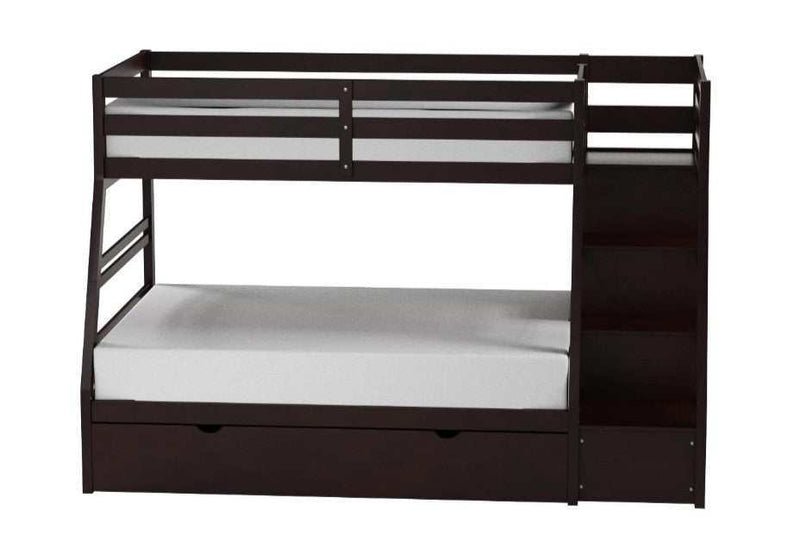 Jason - Espresso - Twin over Full Bunk Bed w/Storage Ladder & Trundle - Ornate Home