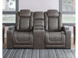 HyllMont Power Reclining Loveseat with Console - Ornate Home