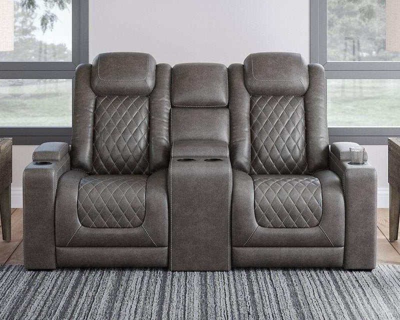 HyllMont Power Reclining Loveseat with Console - Ornate Home