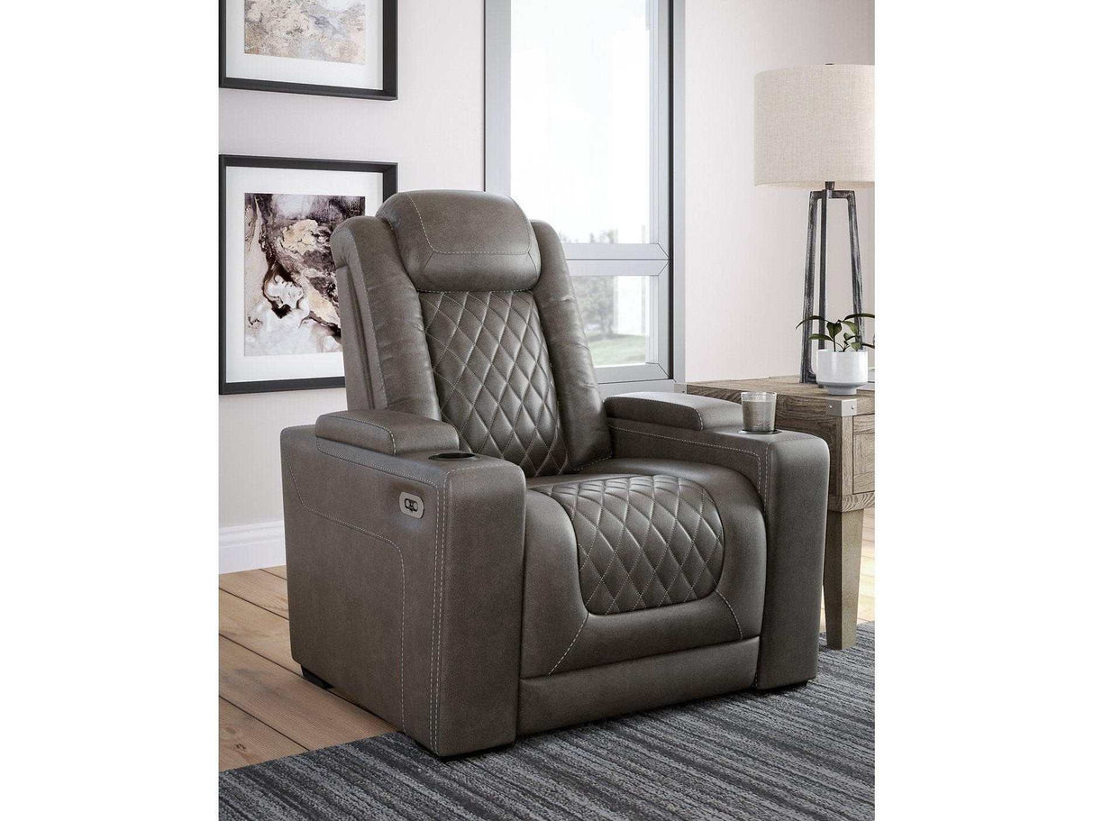 HyllMont Gray PWR Recliner w/ ADJ Headrest - Ornate Home