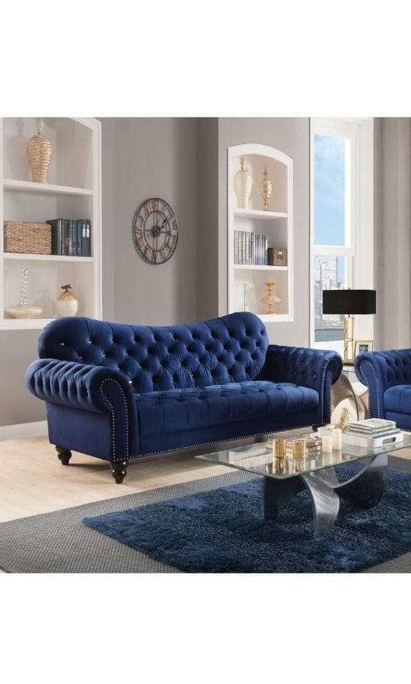 Iberis Navy Velvet Sofa - Ornate Home
