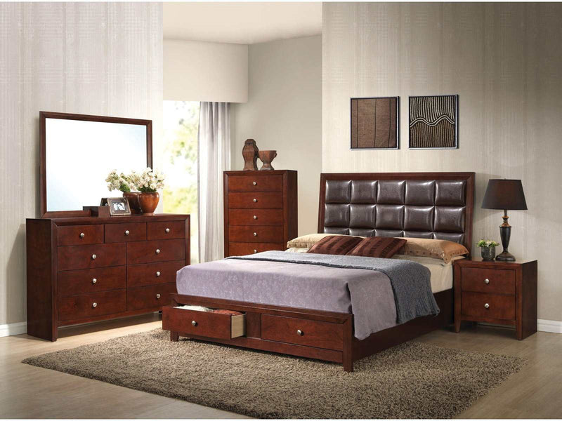 Ilana Brown PU & Brown Cherry Queen Bed - Ornate Home