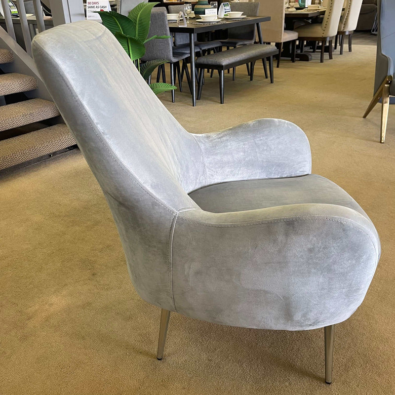 Linea Silver Velvet Accent Chair - Ornate Home