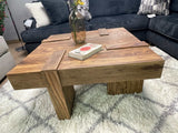 Samira Natural Sheesham Wooden Square Coffee Table - Ornate Home