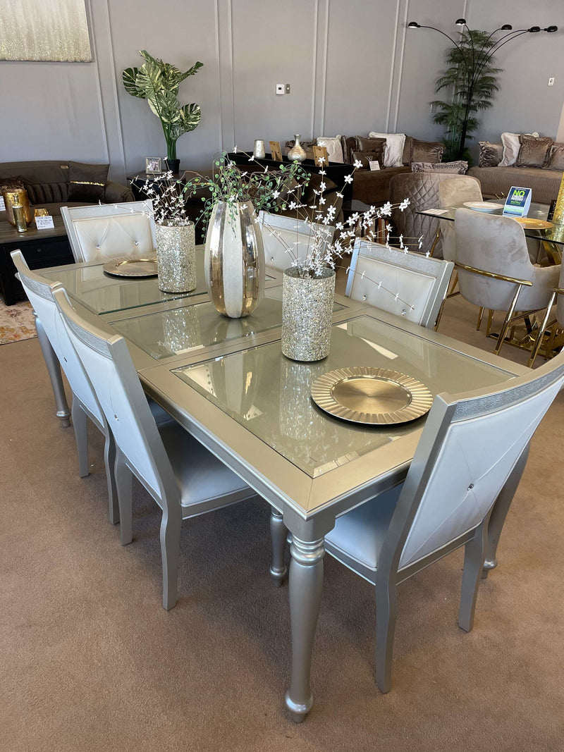 Celandine Silver Dining Room Set / 7pc - Ornate Home