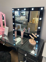 Morgan Black Vanity Set w/LED & Stool - Ornate Home