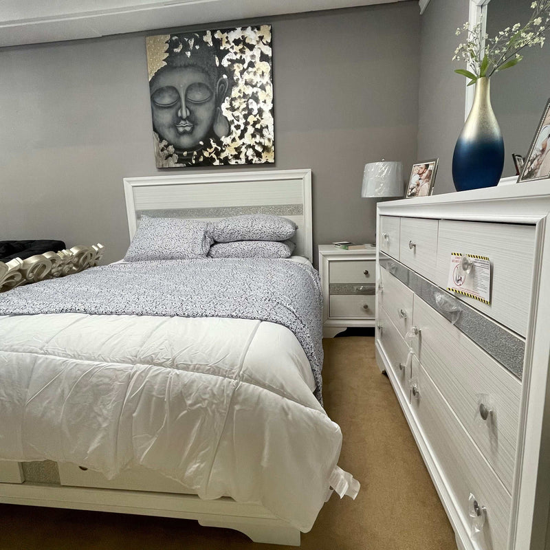 Naima White Queen Bed w/ Storage - Ornate Home