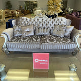 Versailles Velvet & Antique Platinum Sofa w/5 Pillows - Ornate Home