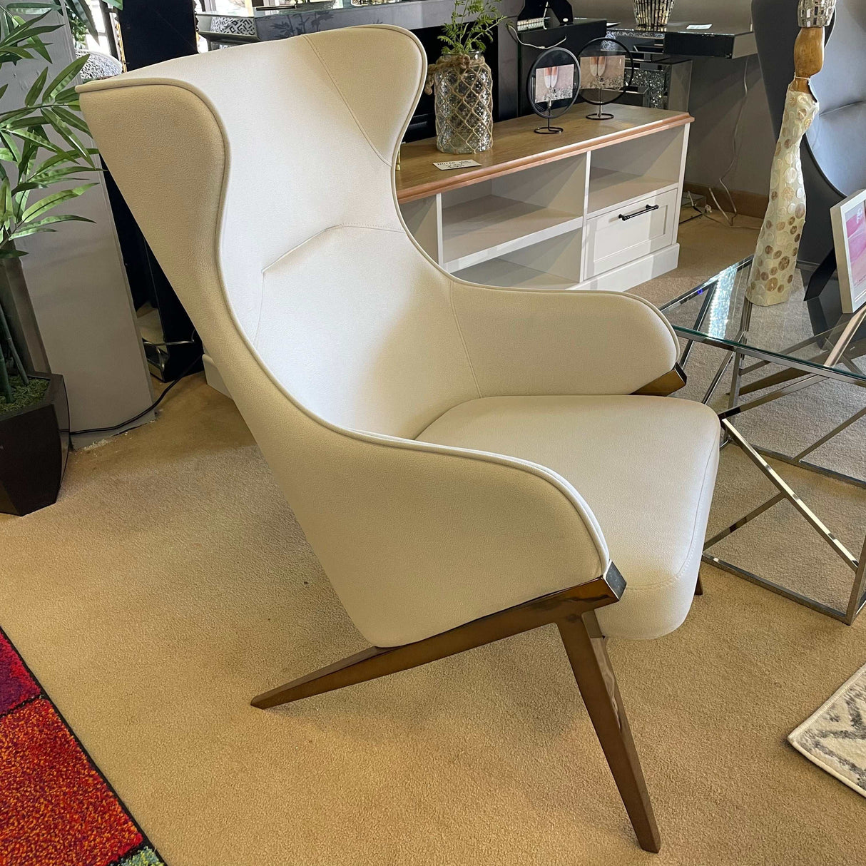 Bozarro Cream & Bronze Accent Chair - Ornate Home