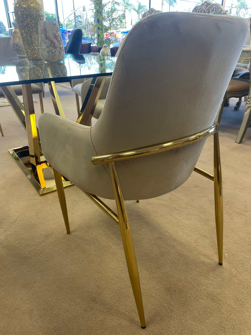 Barnard Gray Velvet & Gold Finish Side Chair (Set of 2) - Ornate Home