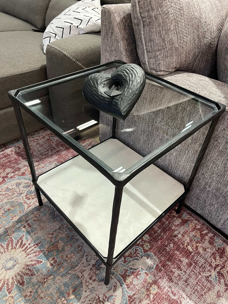 Ryandale Clear Glass & Marble End Table - Ornate Home