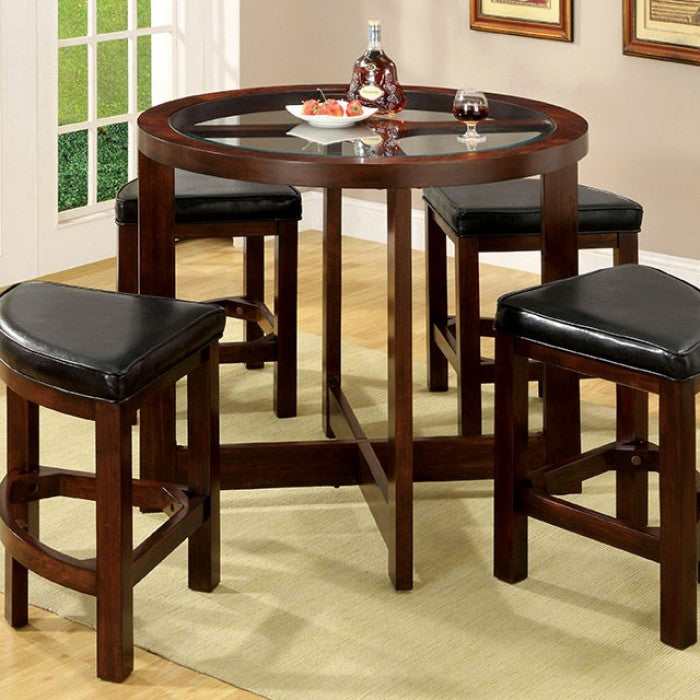 Crystal Cove I - Dark Walnut - Counter Height Dining Set / 5pc - Ornate Home