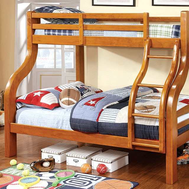 Solpine Oak Twin/Full Bunk Bed - Ornate Home