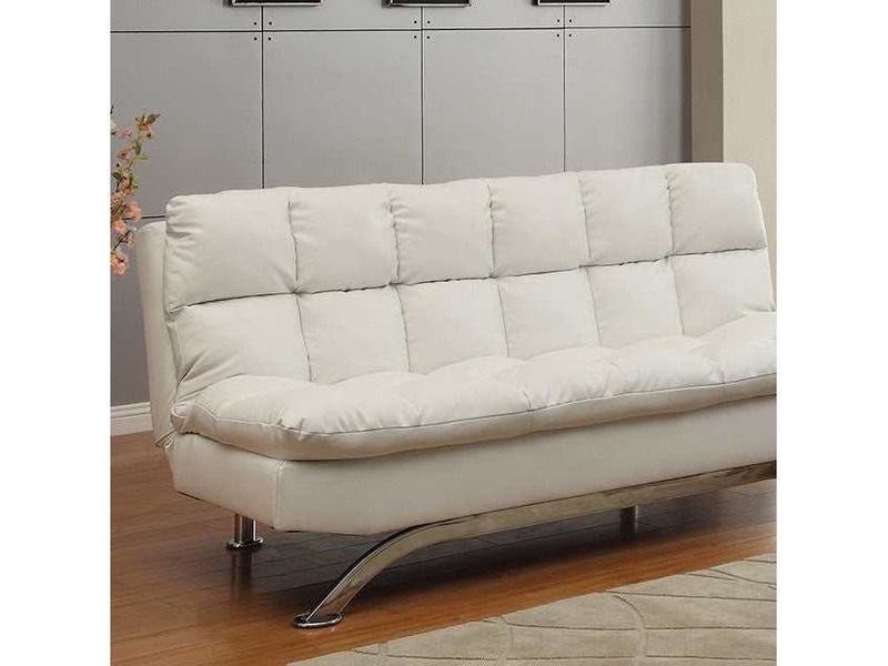Aristo White/Chrome Futon Sofa - Ornate Home