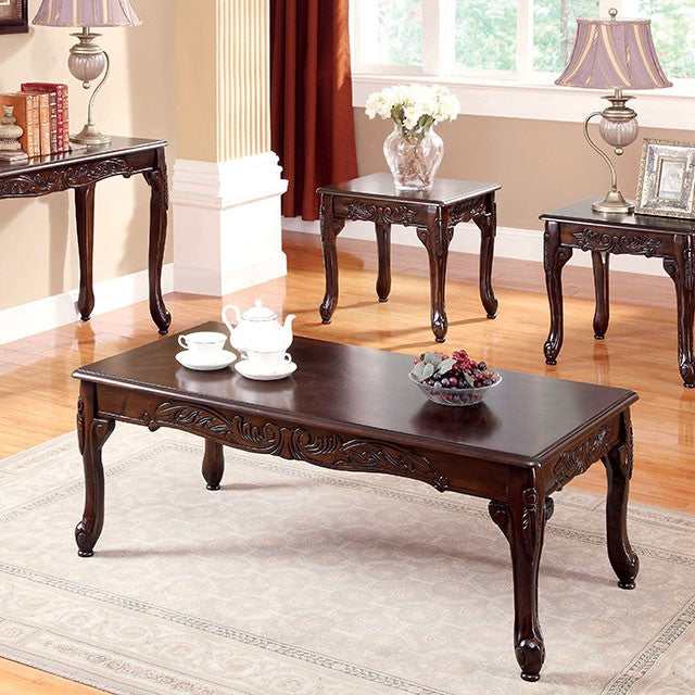 Cheshire Dark Cherry 3 Pc. Coffee Table Set - Ornate Home