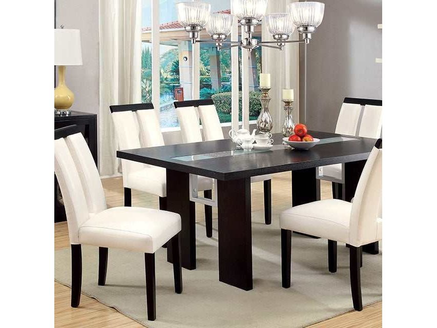 Luminar Black Glass-Insert Dining Table - Ornate Home