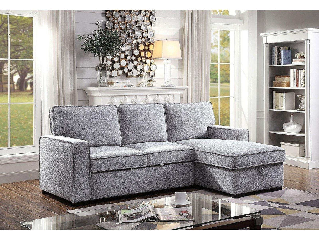 Ines Gray Sleeper Sectional Sofa w/ Storage - Ornate Home