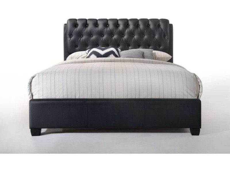 Ireland II Black Faux Leather Queen Bed - Ornate Home