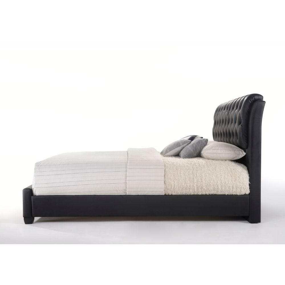 Ireland II Black Faux Leather Queen Bed - Ornate Home